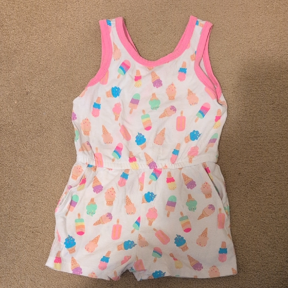 Wonder Nation Ice Cream Print One Piece - Pink and White